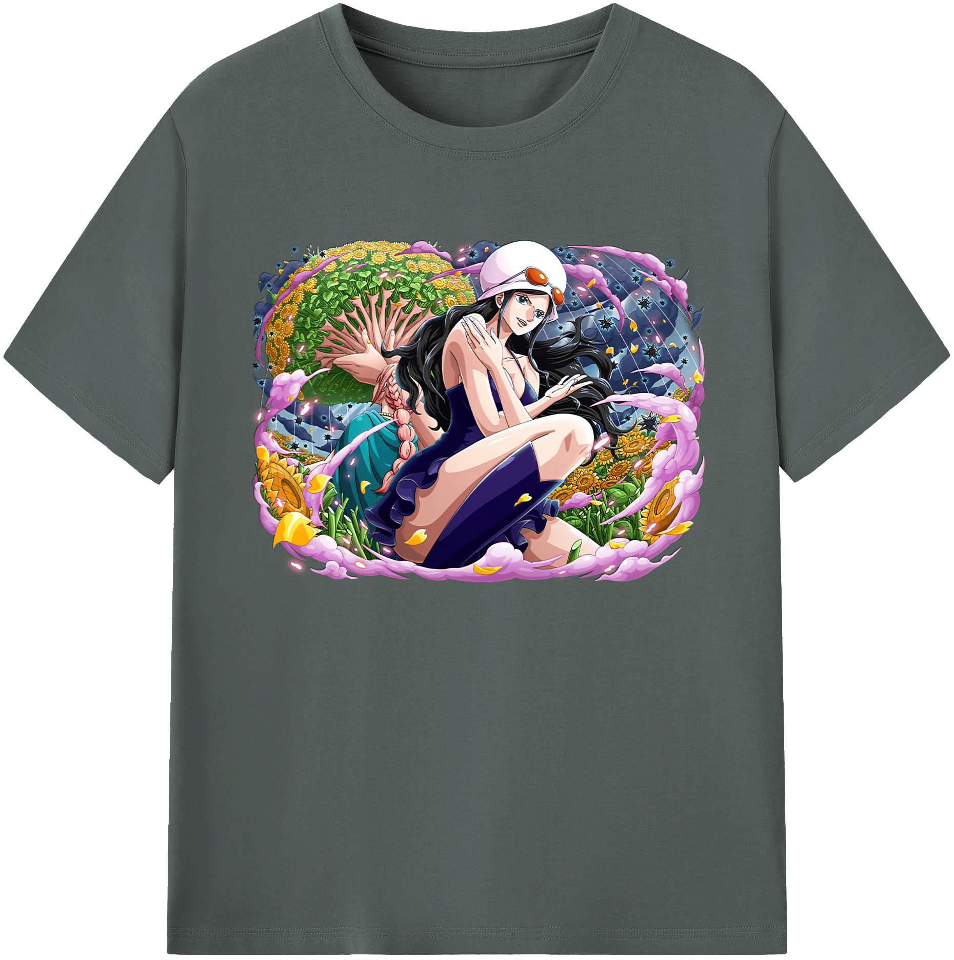 ワンピース ニコ・ロビン ONE PIECE Nico Robin 綿100％ メンズ半袖Tシャツ｜肌触りやわらか＆通気性